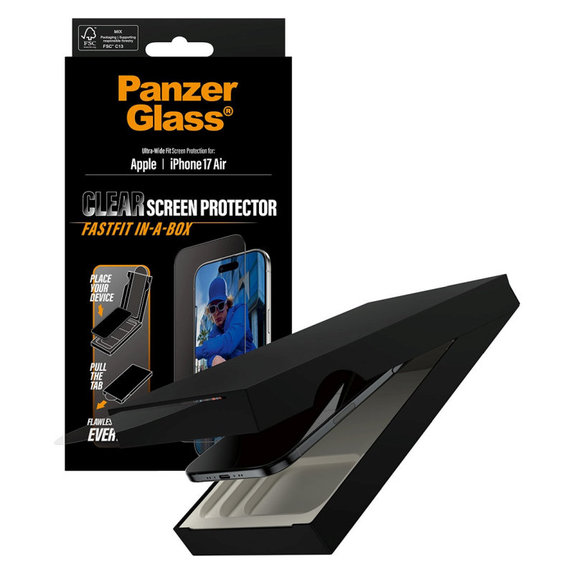Tempered Glass UWF with Fastfit for iPhone Air, Black, PanzerGlass