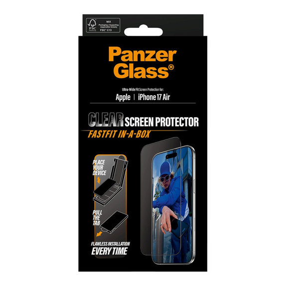 Tempered Glass UWF with Fastfit for iPhone Air, Black, PanzerGlass