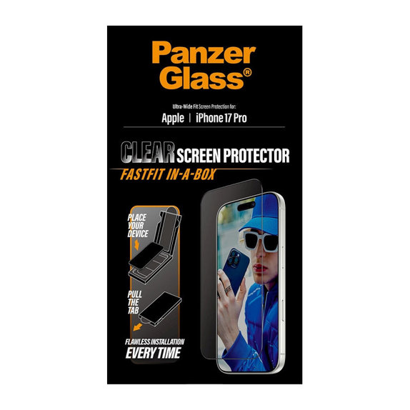 UWF Tempered Glass with Fastfit for iPhone 17 Pro, Black, PanzerGlass