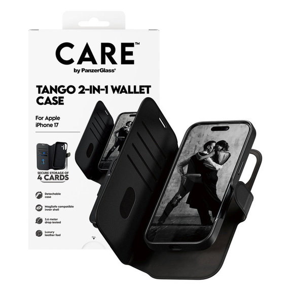 Wallet Tango Two-In-One Case with MagSafe for iPhone 17, Black, CARE