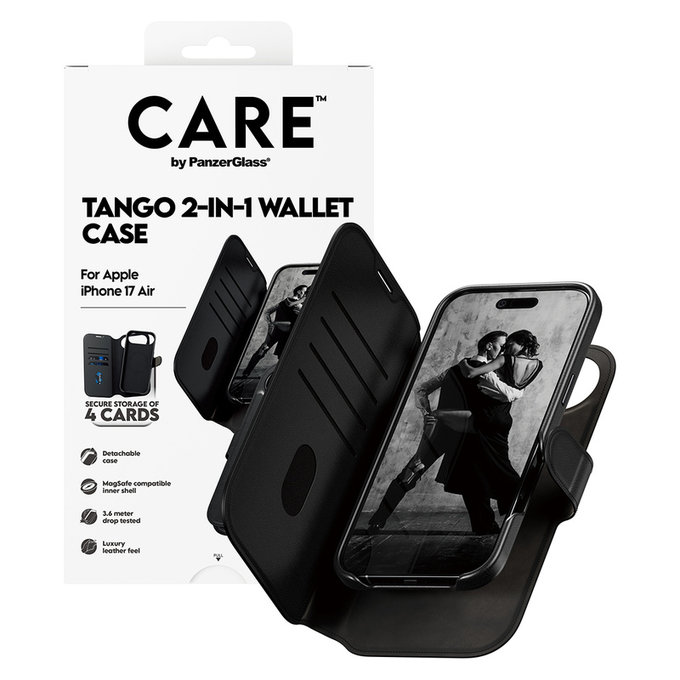 Case Wallet Tango Two-In-One with MagSAFE by PanzerGlass for iPhone Air, Black, PanzerGlass