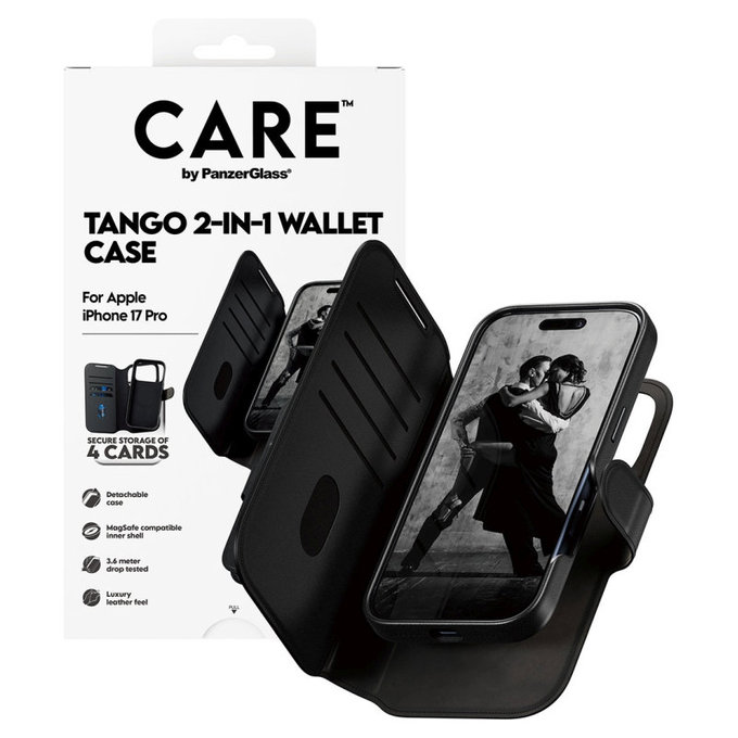 Wallet Tango Two-In-One Case with MagSafe for iPhone 17 Pro, Black, CARE