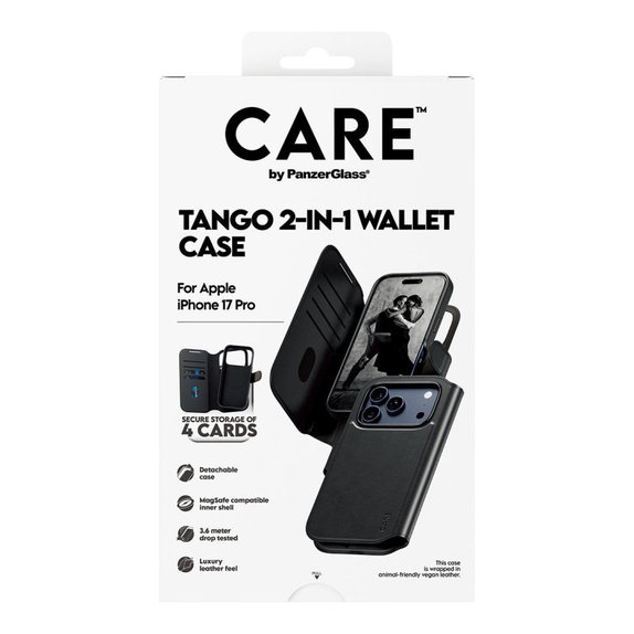 Wallet Tango Two-In-One Case with MagSafe for iPhone 17 Pro, Black, CARE