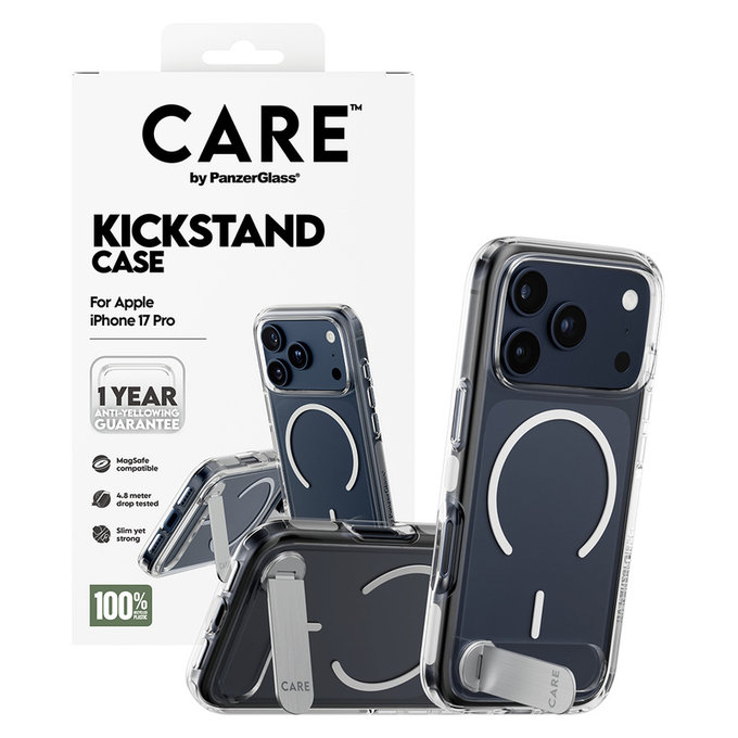 Case Kickstand for iPhone 17 Pro, Transparent, PanzerGlass