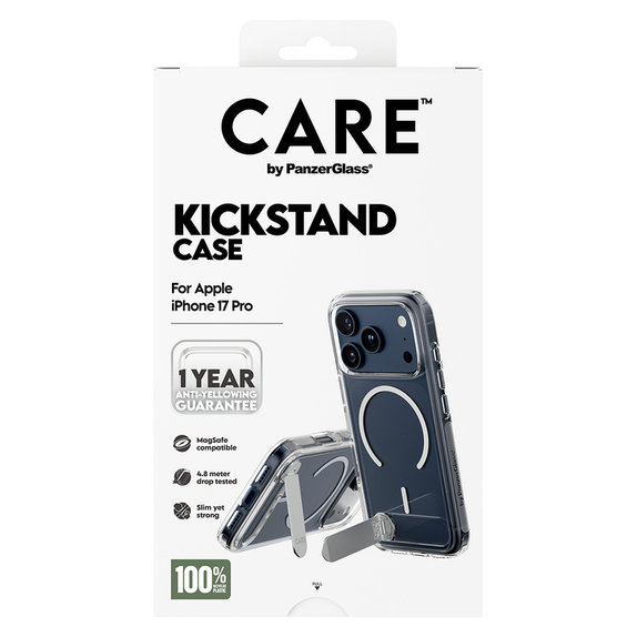 Case Kickstand for iPhone 17 Pro, Transparent, PanzerGlass