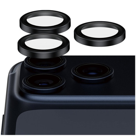 Hoops Ceramic II Camera Lens Protector for iPhone 17 Pro Max/17 Pro/16 Pro Max/16 Pro, Black, PanzerGlass