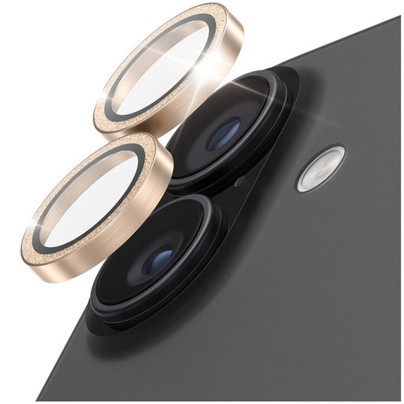 Camera Lens Protector Hoops for iPhone 17/16 Plus/16, Glitter Gold, PanzerGlass