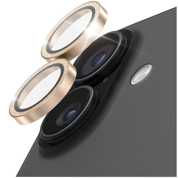 Camera Lens Protector Hoops for iPhone 17/16 Plus/16, Glitter Gold, PanzerGlass