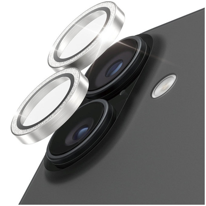 Camera Lens Protector Hoops for iPhone 17/16 Plus/16, Glitter Silver, PanzerGlass