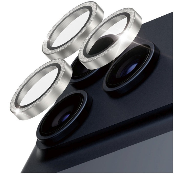 Camera Lens Protector Hoops for iPhone 17 Pro Max/17 Pro/16 Pro Max/16 Pro, Glitter Silver, PanzerGlass