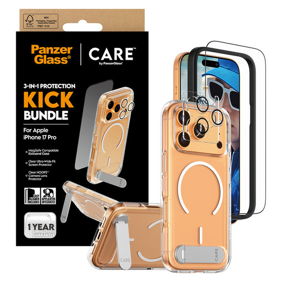 Bundle 3-in-1 Kick for iPhone 17 Pro, PanzerGlass