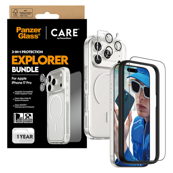 Bundle 3-in-1 Explorer for iPhone 17 Pro, PanzerGlass