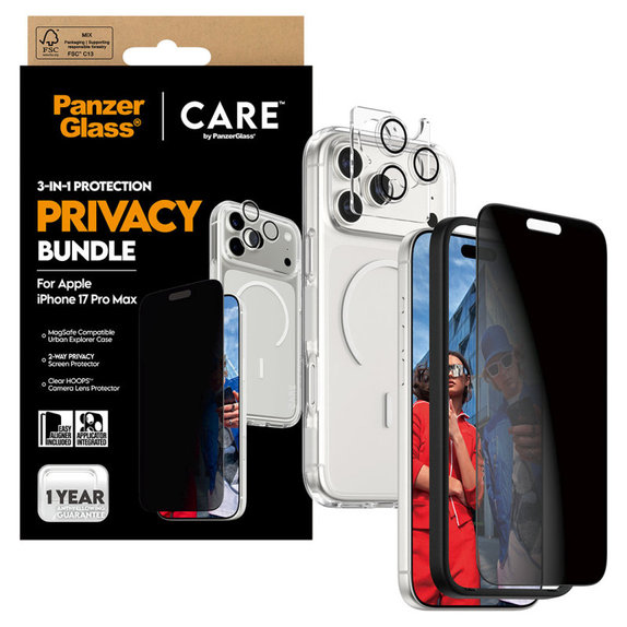Bundle 3-in-1 Privacy for iPhone 17 Pro Max, PanzerGlass