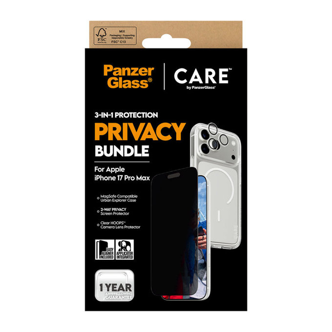 Bundle 3-in-1 Privacy for iPhone 17 Pro Max, PanzerGlass