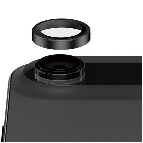 Camera Lens Protector Hoops Ceramic II for iPhone 17 Air, Black, PanzerGlass