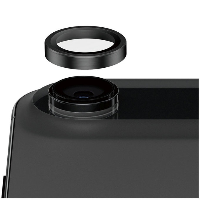 Camera Lens Protector Hoops Ceramic II for iPhone 17 Air, Black, PanzerGlass