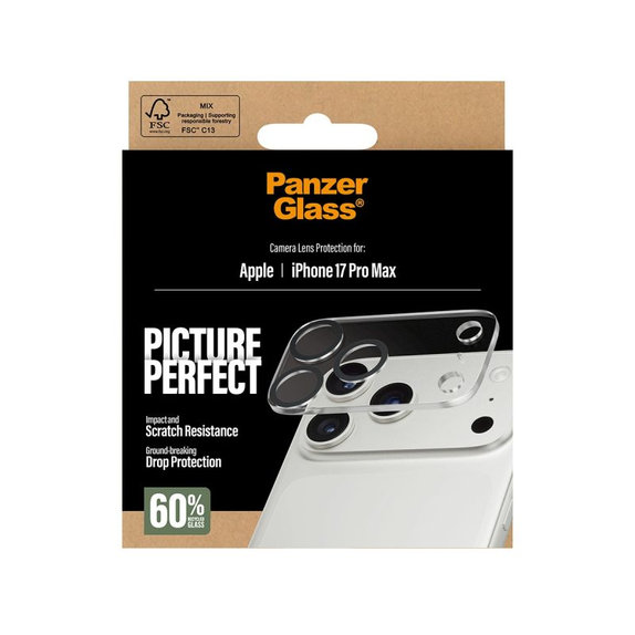 PicturePerfect Camera Lens Protector for iPhone 17 Pro Max, Transparent, PanzerGlass