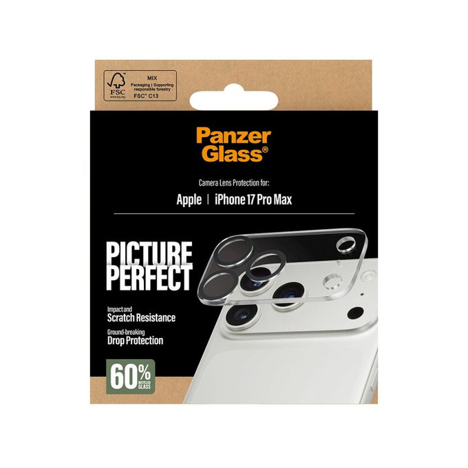 PicturePerfect Camera Lens Protector for iPhone 17 Pro Max, Transparent, PanzerGlass