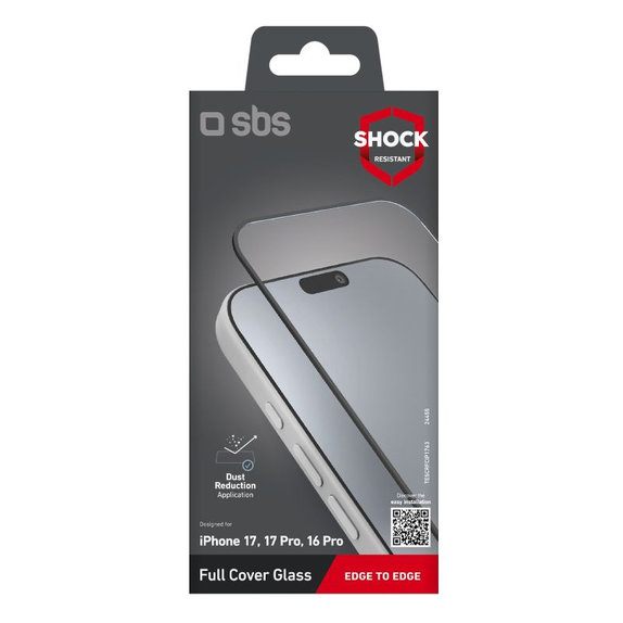 SBS - Full Cover Tempered Glass for iPhone 17/17 Pro/16 Pro, black