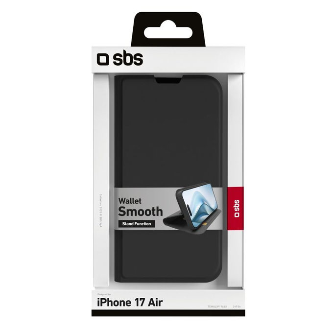 SBS - Book Wallet Smooth Case for iPhone 17 Air, black