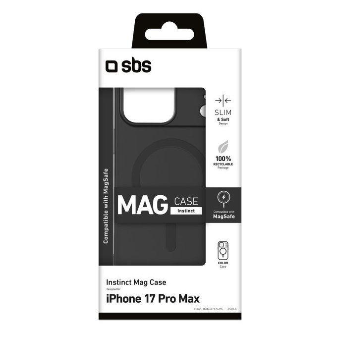SBS - Instinct Mag Case Compatible with MagSafe for iPhone 17 Pro Max, black