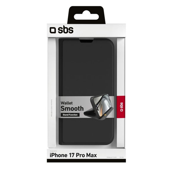 SBS - Book Wallet Smooth Case for iPhone 17 Pro Max, black