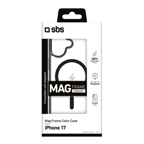 SBS - Mag Frame Case Compatible with MagSafe for iPhone 17, black
