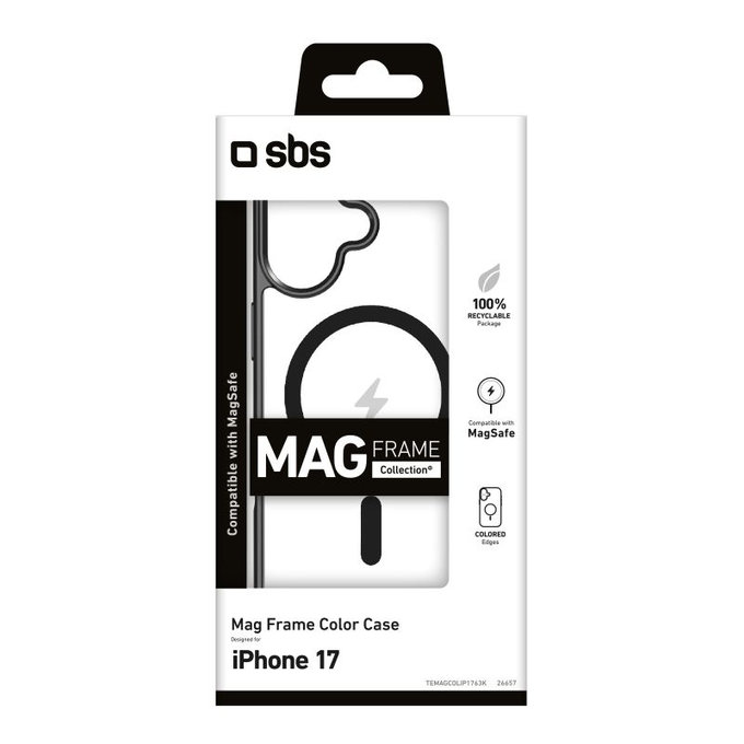 SBS - Mag Frame Case Compatible with MagSafe for iPhone 17, black