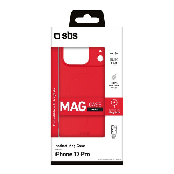 SBS - Instinct Mag Case Compatible with MagSafe for iPhone 17 Pro, red