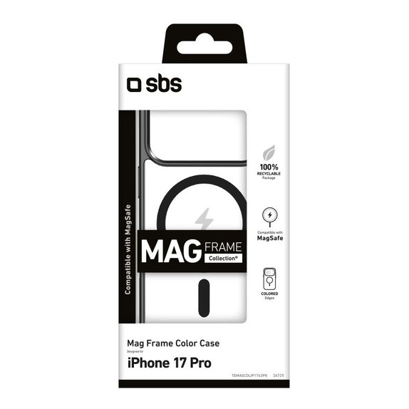 SBS - Mag Frame Case Compatible with MagSafe for iPhone 17 Pro, black