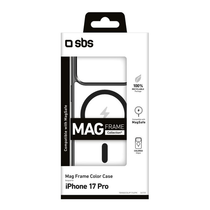 SBS - Mag Frame Case Compatible with MagSafe for iPhone 17 Pro, black