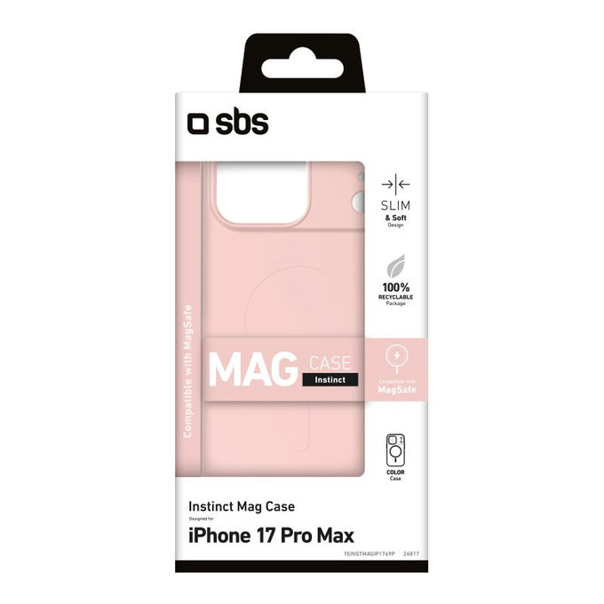 SBS - Instinct Mag Case Compatible with MagSafe for iPhone 17 Pro Max, pink