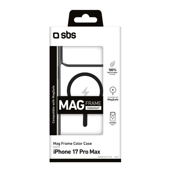 SBS - Mag Frame Case Compatible with MagSafe for iPhone 17 Pro Max, black