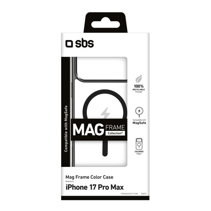 SBS - Mag Frame Case Compatible with MagSafe for iPhone 17 Pro Max, black