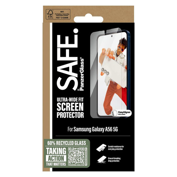Tempered Glass UWF with Applicator for Samsung Galaxy A56 5G, Clear, SAFE by PanzerGlass