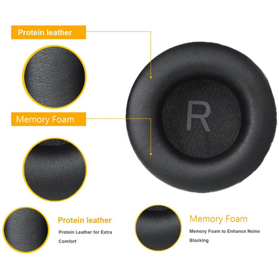 Replacement Ear Pads for AKG K52, K72, K92, K240, Memory foam + PU leather, Black, 1 pair