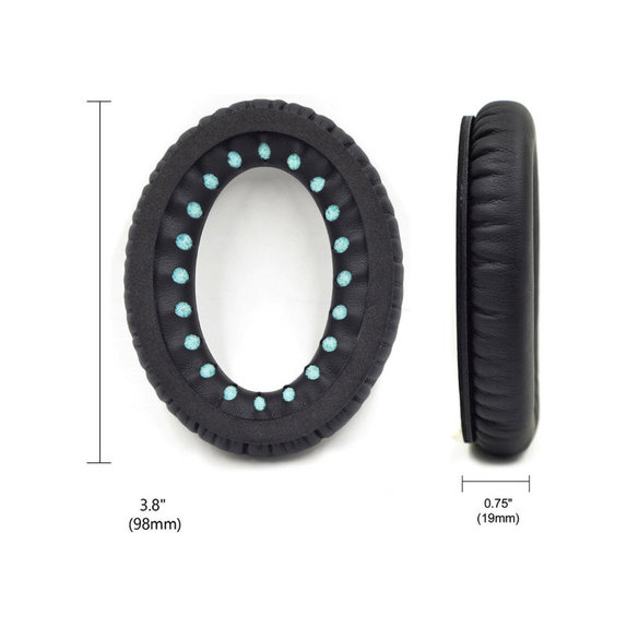 Replacement Ear Pads for Bose QC25, QC35, QC45, Memory foam + PU leather, Black, Cooling Gel, 1 pair