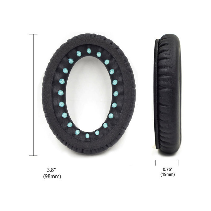 Replacement Ear Pads for Bose QC25, QC35, QC45, Memory foam + PU leather, Black, Cooling Gel, 1 pair
