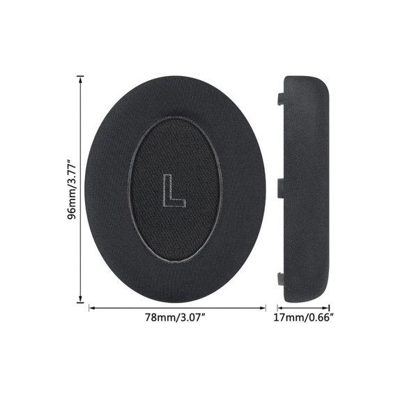 Replacement Ear Pads for Bose QC Ultra, Memory foam + Textile + Leather, Black, Cooling Gel, 1 pair