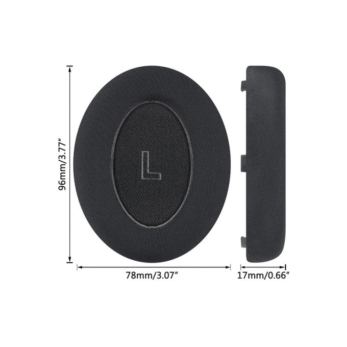 Replacement Ear Pads for Bose QC Ultra, Memory foam + Textile + Leather, Black, Cooling Gel, 1 pair