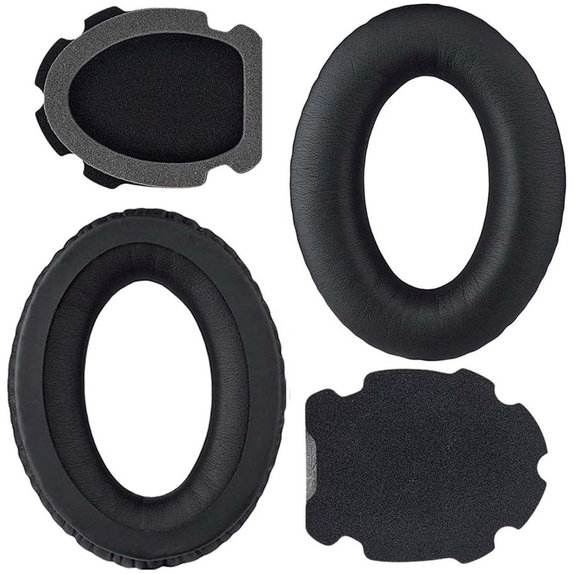 Replacement Ear Pads for Bose Aviation A10, A20, Memory foam + PU leather, Black, 1 pair