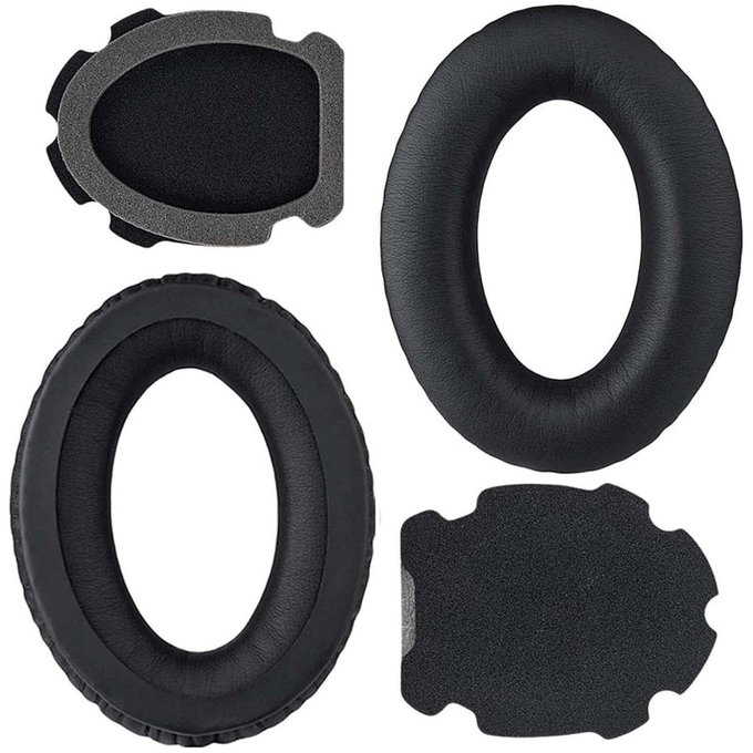 Replacement Ear Pads for Bose Aviation A10, A20, Memory foam + PU leather, Black, 1 pair