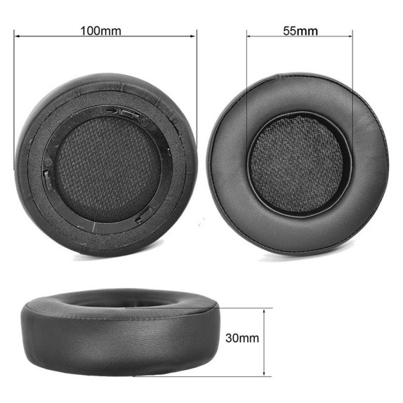 Replacement Ear Pads for Corsair Virtuoso RGB, Memory foam + PU leather, Black, 1 pair