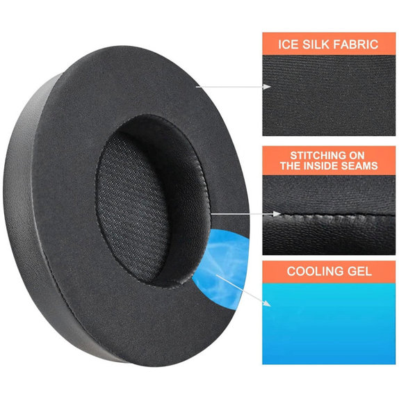 Replacement Ear Pads for Corsair Virtuoso RGB, Memory foam + Textile, Black, Cooling Gel, 1 pair
