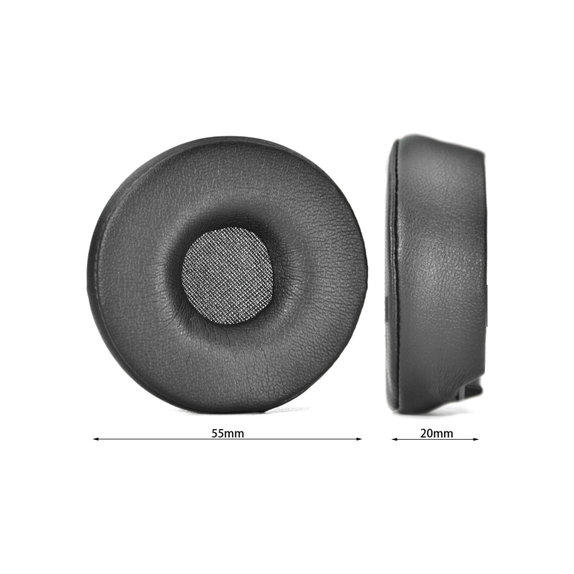 Replacement Ear Pads for Jabra Engage 55, 65, 75 (Stereo), Memory foam + Leather, Black, 1 pair