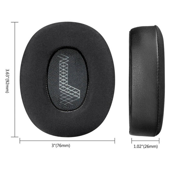 Replacement Ear Pads for JBL Live 650, 660, E65, Memory foam + Leather + Textile, Black, Cooling Gel, 1 pair