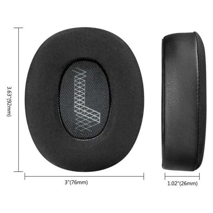 Replacement Ear Pads for JBL Live 650, 660, E65, Memory foam + Leather + Textile, Black, Cooling Gel, 1 pair