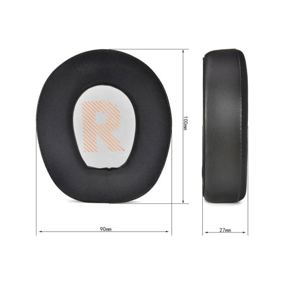 Replacement Ear Pads for JBL Quantum Q200, Q300, Memory foam + PU leather + Textile, Black, Cooling Gel, 1 pair