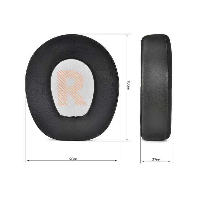 Replacement Ear Pads for JBL Quantum Q200, Q300, Memory foam + PU leather + Textile, Black, Cooling Gel, 1 pair