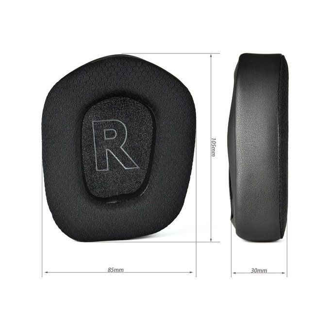 Replacement Ear Pads for Logitech G733, Memory foam + Textile + Leather, Black, Cooling Gel, 1 pair